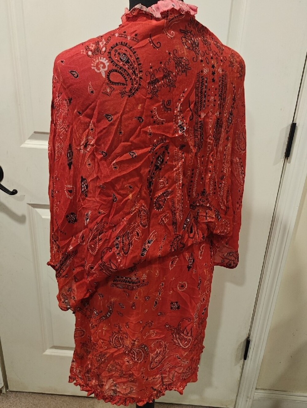 IRO Red Paisley Ruffle-Trim Robe - Picture 4 of 7